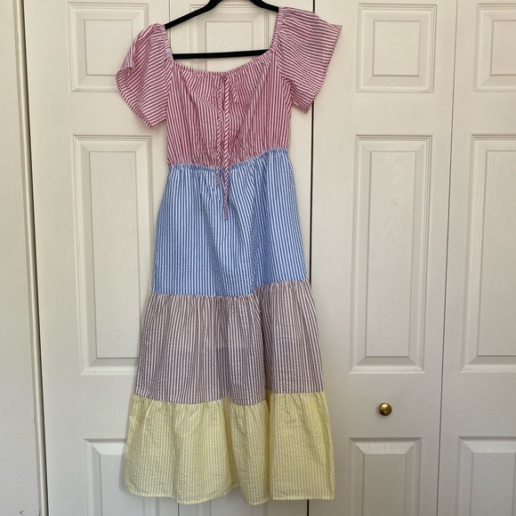 Urban Outfitters seersucker striped colour block midi dress - Picture 8 of 11